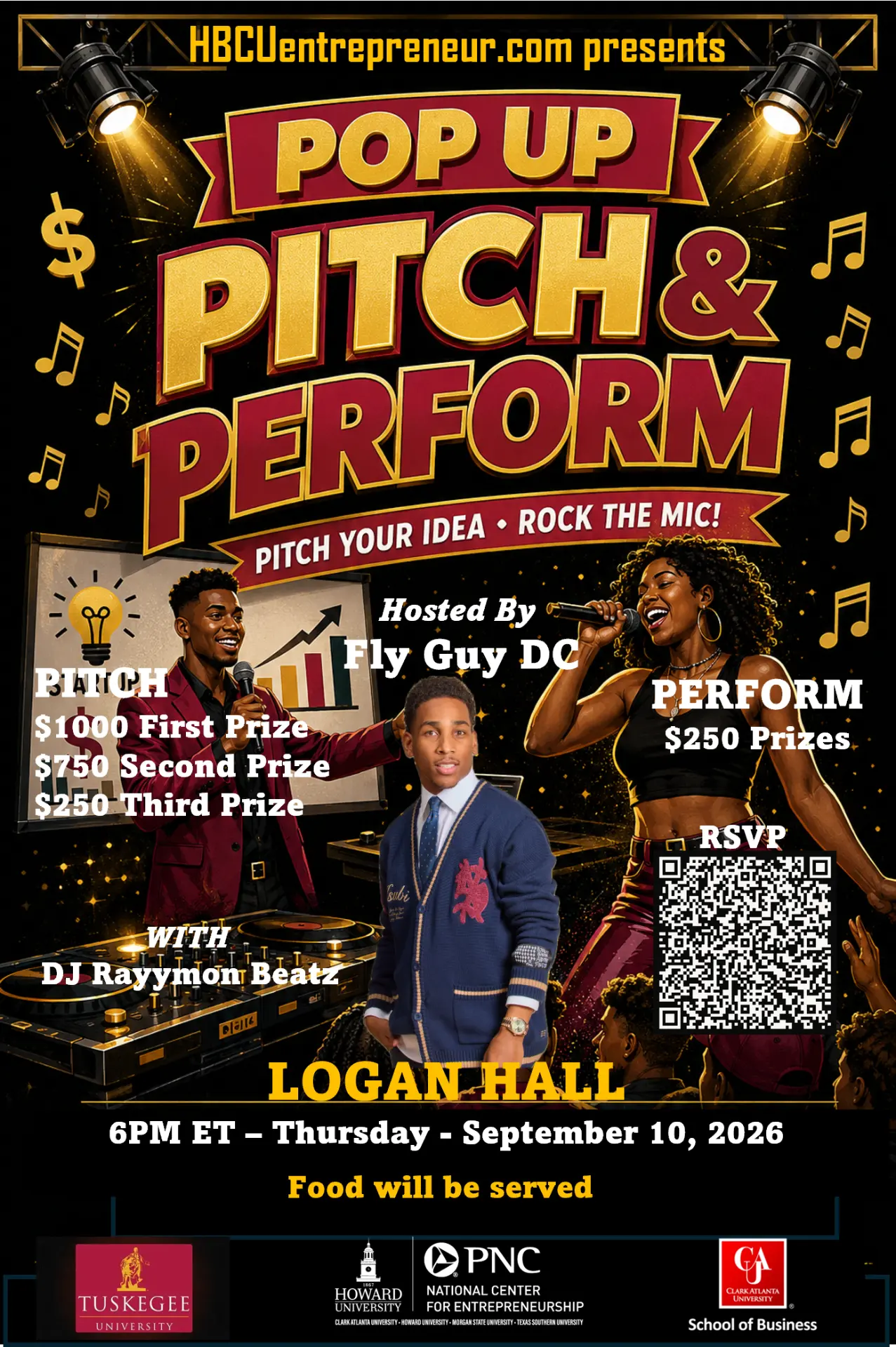 Pop-Up Pitch and Perform — Tuskegee University flyer